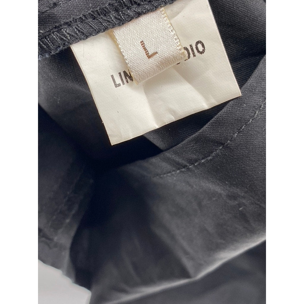 LINYI STUDIO Women's Black Solid Straight-Neck Puff-Sleeve A-Line Mini Dress SZL