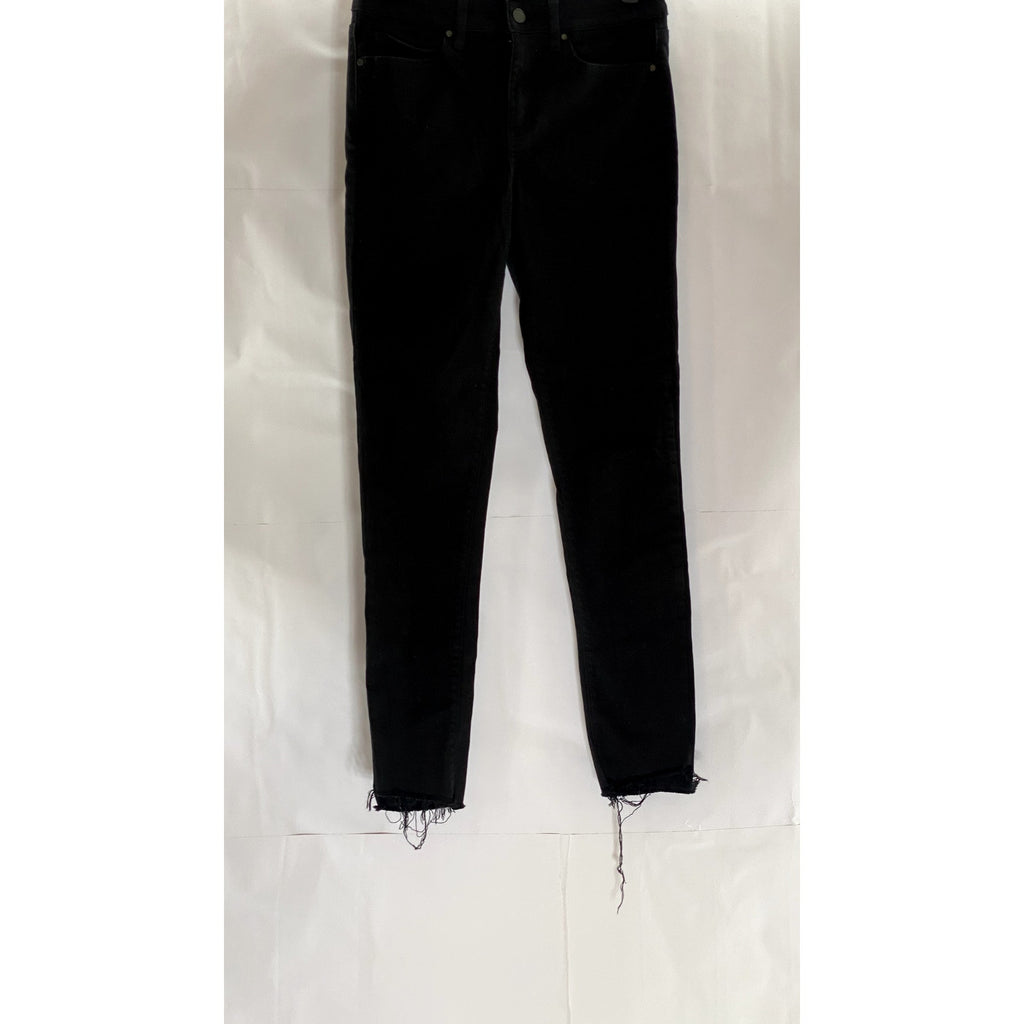UNIQLO JEANS Women's Black Solid Skinny-Fit Raw-Hem Five-Pocket Denim Jean SZ 26