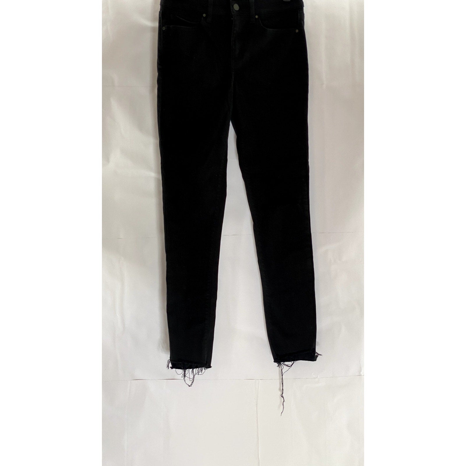UNIQLO JEANS Women's Black Solid Skinny-Fit Raw-Hem Five-Pocket Denim Jean SZ 26