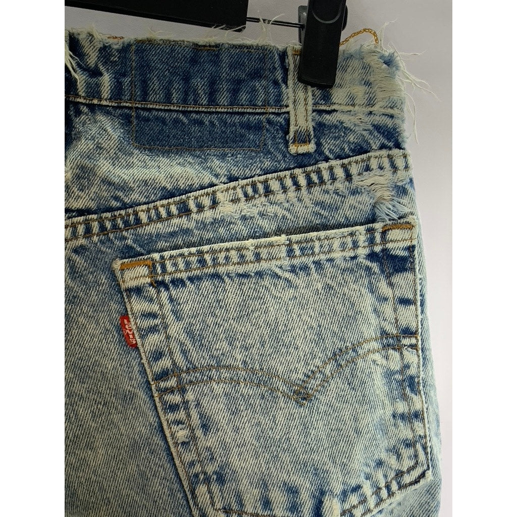 LEVI'S Men's Light Wash Distressed Denim Straight-Leg Five-Pocket Jean SZ 30X30