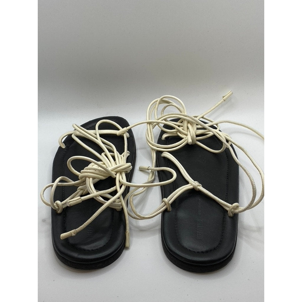 KHAITE Women's Cream Leather Ankle Strap Gladiator Sandals SZ 39(US9)