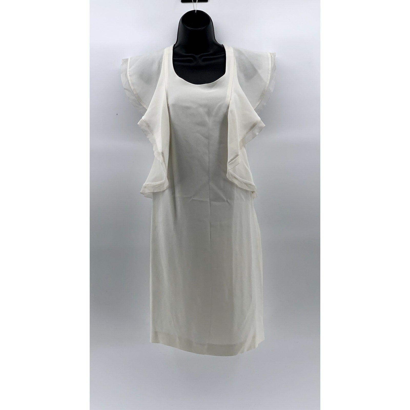 CLUB MONACO Women’s White Irina Ruffle-Sleeve Sheath Knee-Length Dress SZ 2