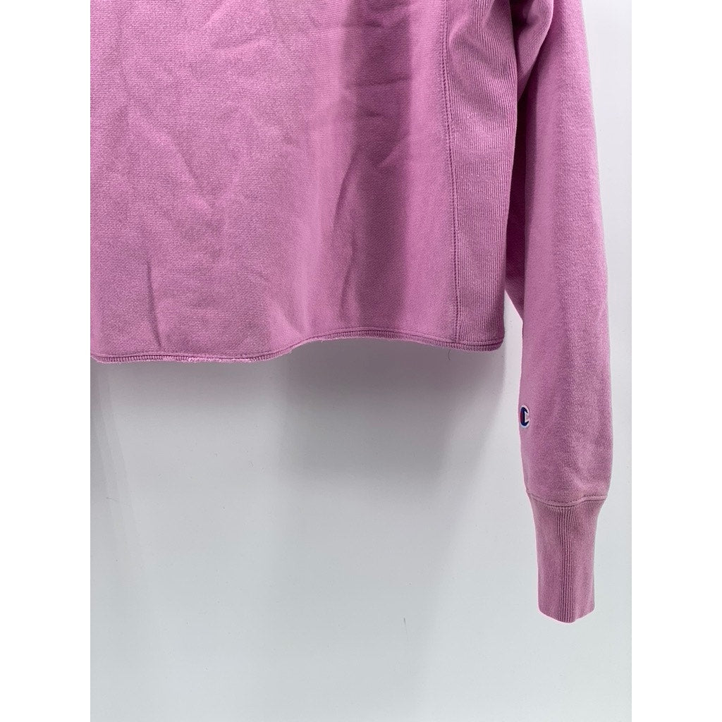 CHAMPION Women's Vintage Pink Reverse Weave Crewneck Cutoff Sweatshirt SZ S