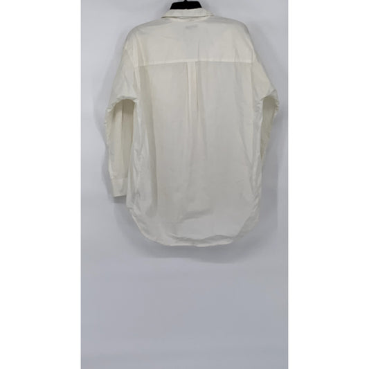 MADEWELL Women's White Button-Up Long Sleeve Relaxed Fit Top SZ M