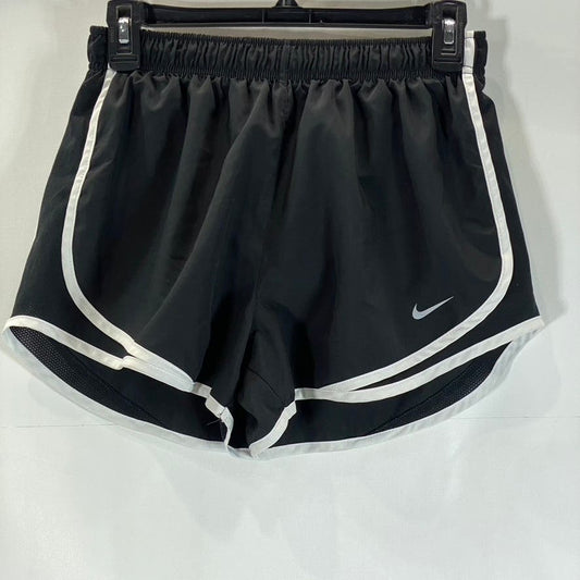 NIKE Women’s Black/White Dri-FIT Elastic Waist Pull-On Tempo Running Shorts SZ M