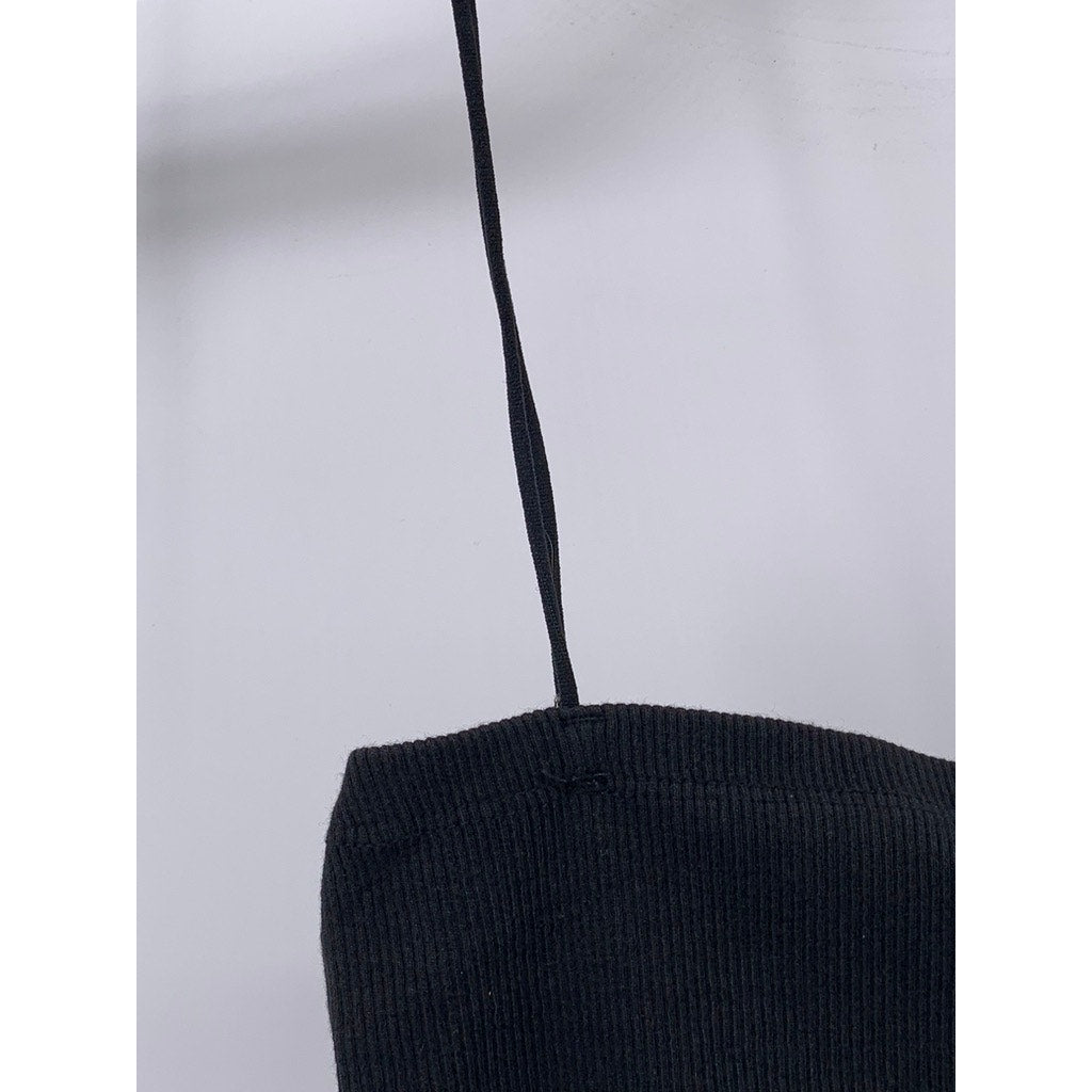 ZARA Women's Black Ribbed Bandeau Crop Top SZ M