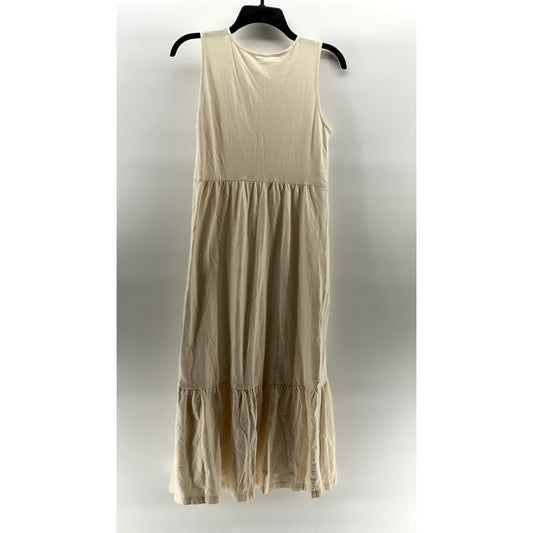 OLD NAVY Women's Creme De La Creme Crewneck Tiered Sleeveless Midi Dress SZ S