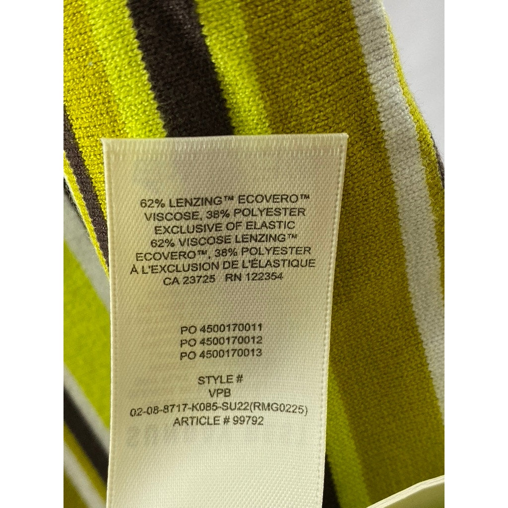 SUNDAY BEST Women's Lime Green Striped Sweetheart Neck Halter Mini Dress SZ M