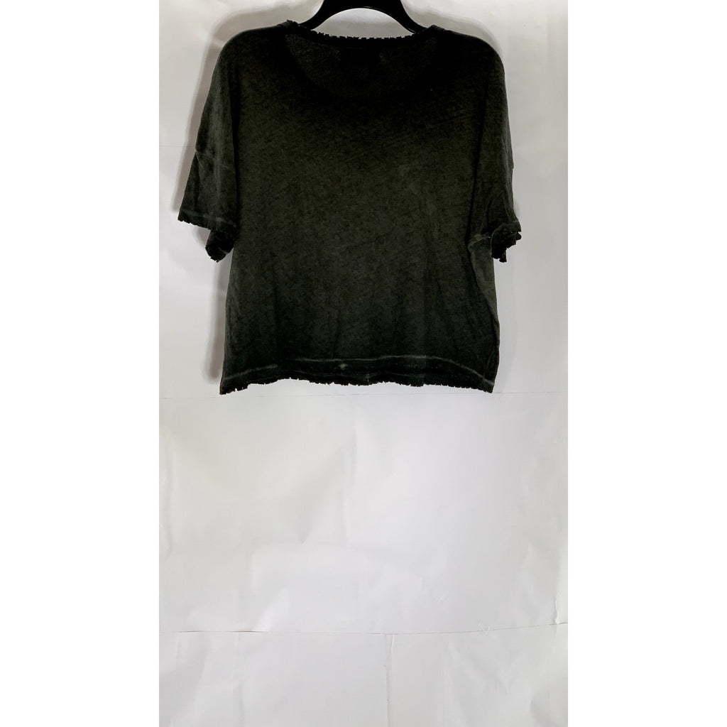 URBAN OUTFITTERS Women's Washed Black Distressed Crewneck Short Sleeve Top SZ L