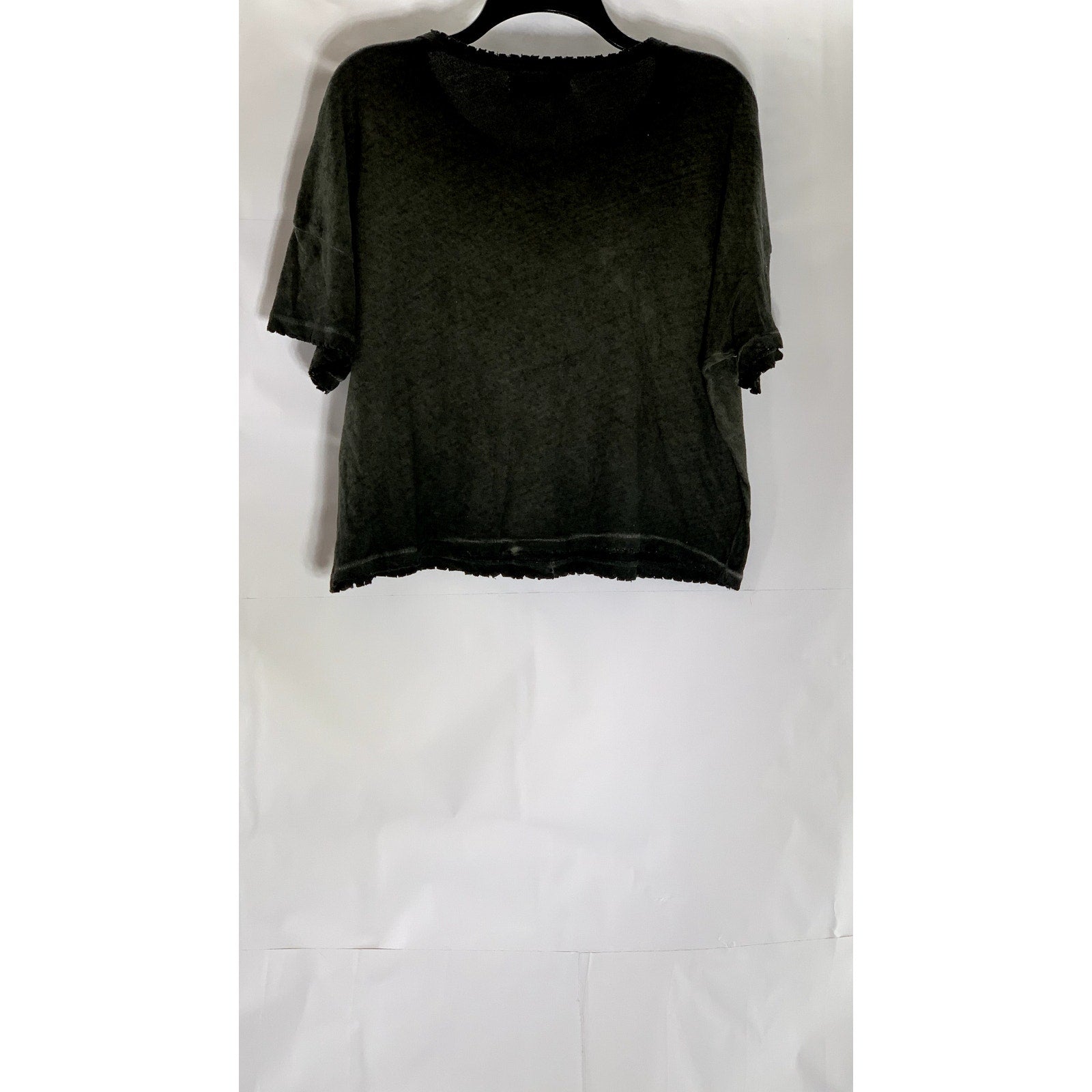 URBAN OUTFITTERS Women's Washed Black Distressed Crewneck Short Sleeve Top SZ L