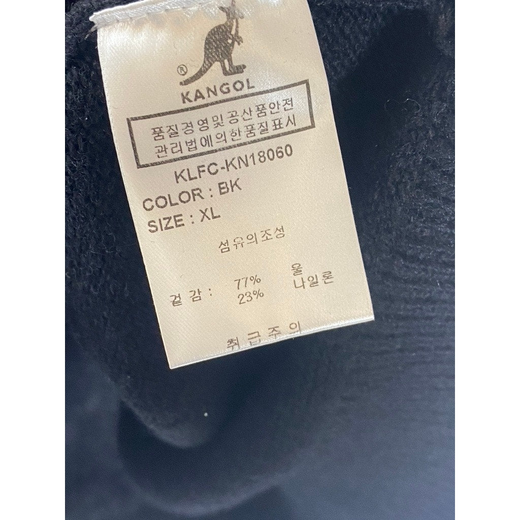 KANGOL Men's Black Knit Embroidered Logo Crewneck Long Sleeve Sweater XL