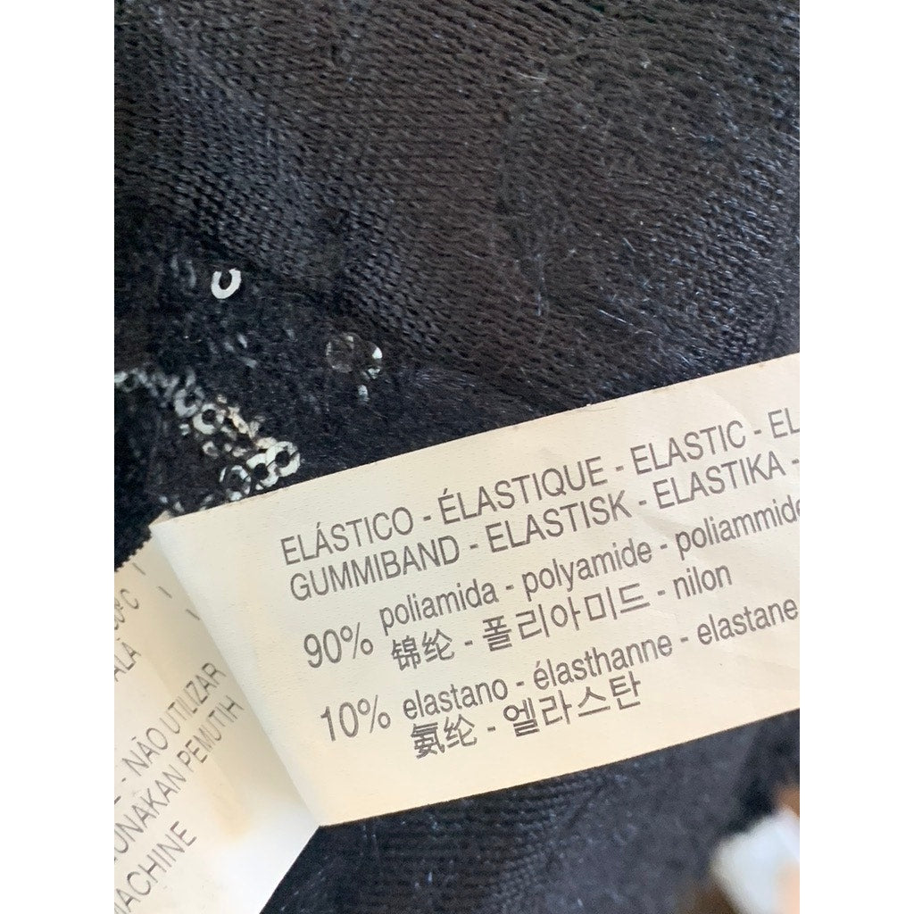 ZARA W&B Women's Black/Silver Sequin Embellished Pull-On Mini Skirt SZ S
