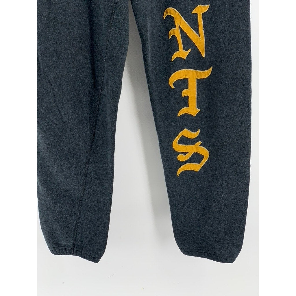 BASSETT WALKER Women's Vintage Washed Black Saints Printed Sweatpants SZ S