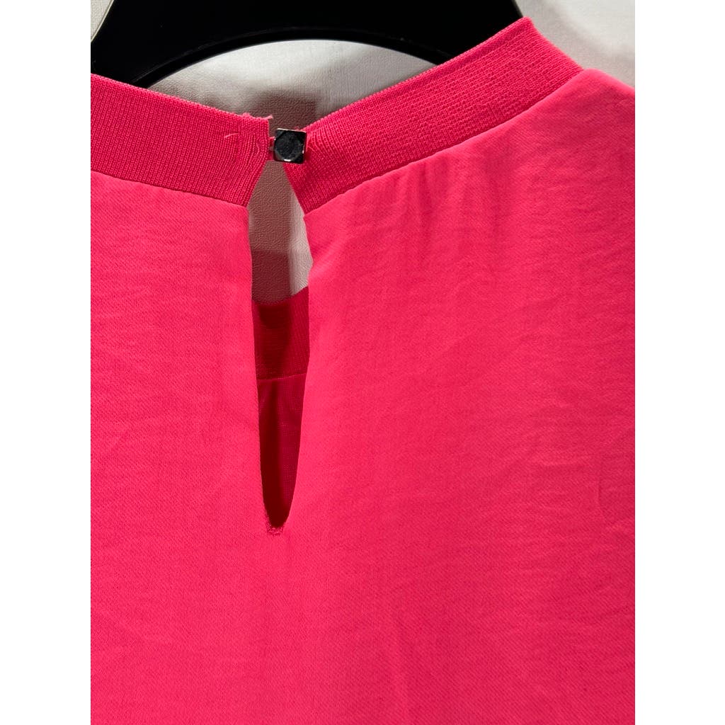 RACHEL RACHEL ROY Women's Bright Coral Mandarin Collar Asymmetrical Hem Top SZ S