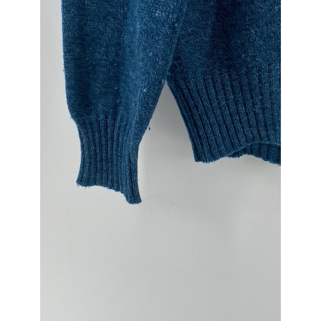 UNBRANDED Men's Blue Zig-Zag Crewneck Knit Wool-Blend Pullover Sweater SZ S