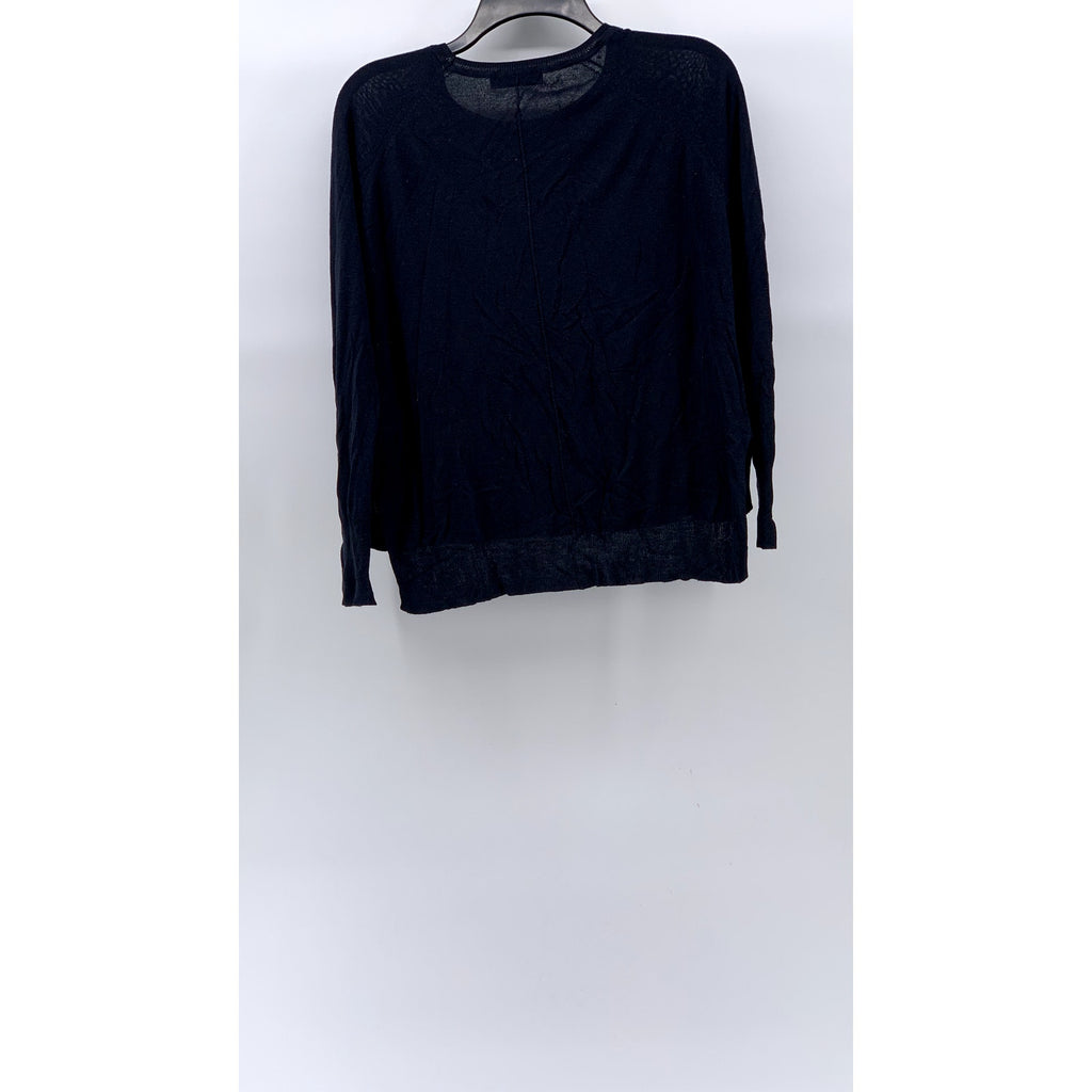 ZARA KNIT Women's Navy Blue Crewneck Long Sleeve Hi-Low Pullover Sweater SZ M