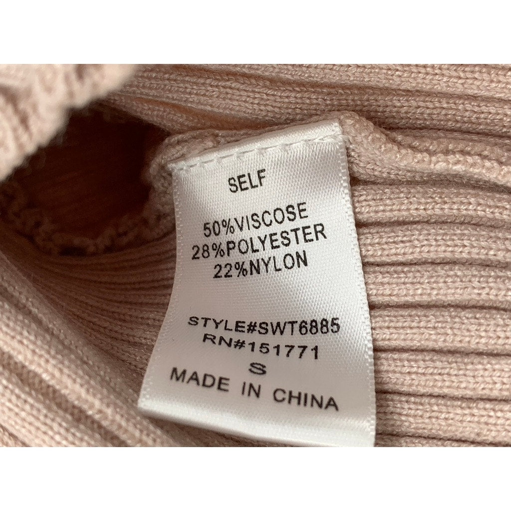 BOHME Women's Beige Ribbed Pullover Cutout Shrug Sweater SZ S