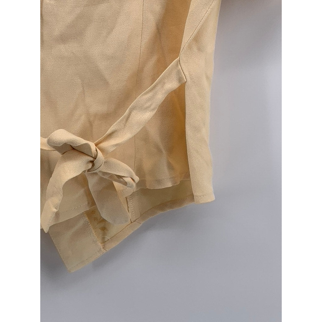 PETITE SOPHISTICATE Women's Yellow Vintage Button-Up Short Sleeve Top SZ 6P