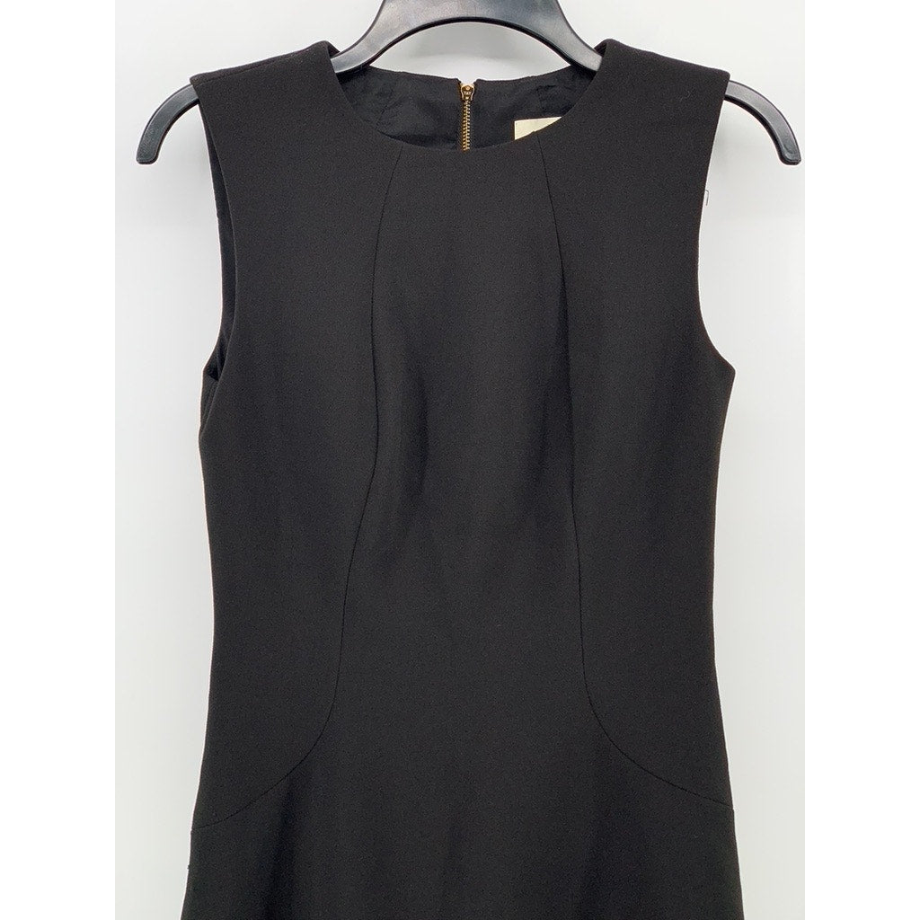 KATE SPADE Women's Black Solid Crewneck Sleeveless Fit & Flare Mini Dress SZ 2
