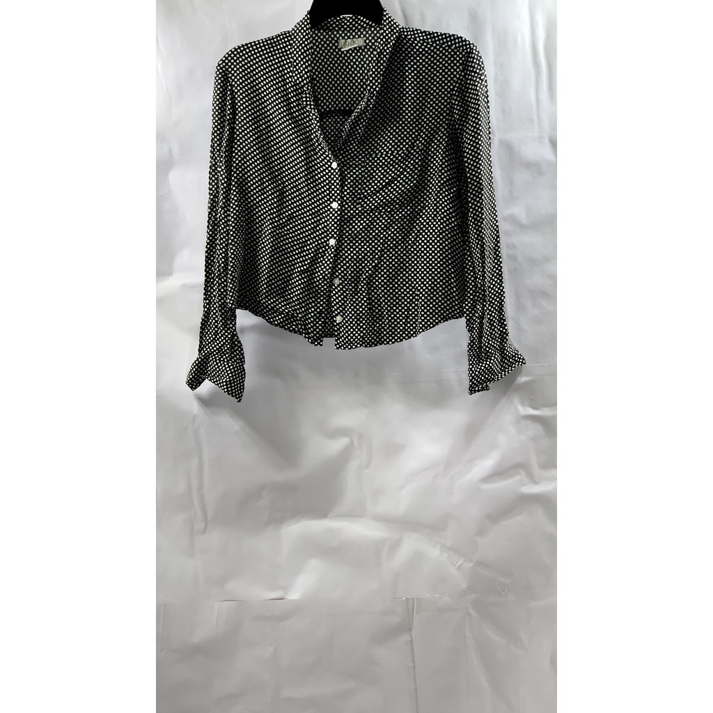 COOPERATIVE Women’s Black-White Polka Dot Long Sleeve Button-Up Top SZ XS