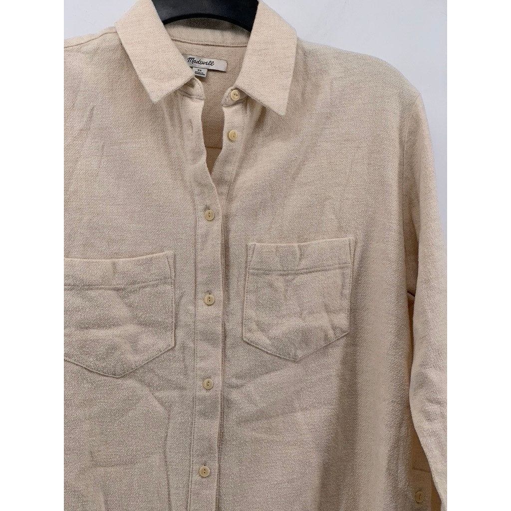 MADEWELL Women's Beige Cotton Button-Up Top SZ XS