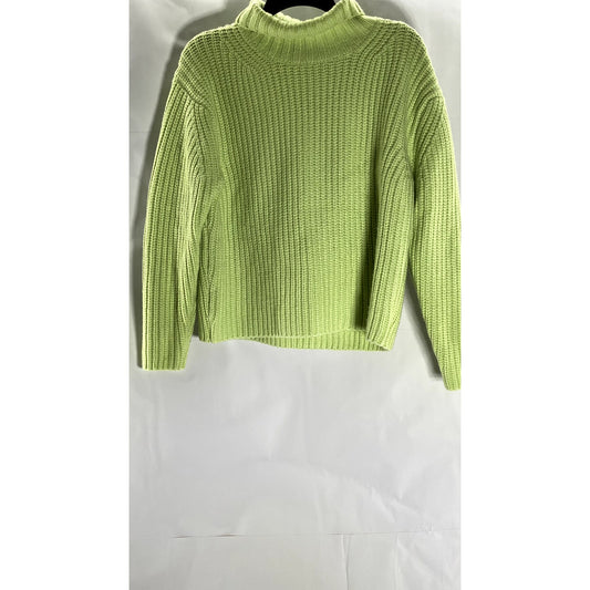 ANN TAYLOR Women's Lime Green Rib Knit Long Sleeve Turtleneck Sweater SZ XS