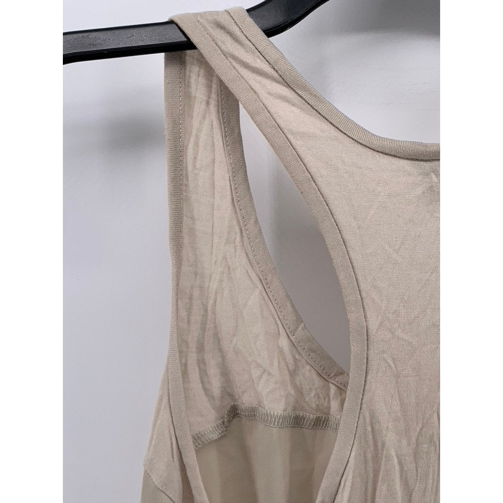 ANN TAYLOR Women’s Beige Satin Scoop-Neck Lightweight Tank Top SZ XS