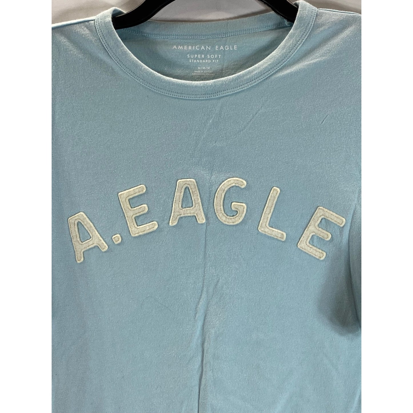 AMERICAN EAGLE Men's Teal Graphic Crewneck Standard-Fit Super Soft T-Shirt SZ M