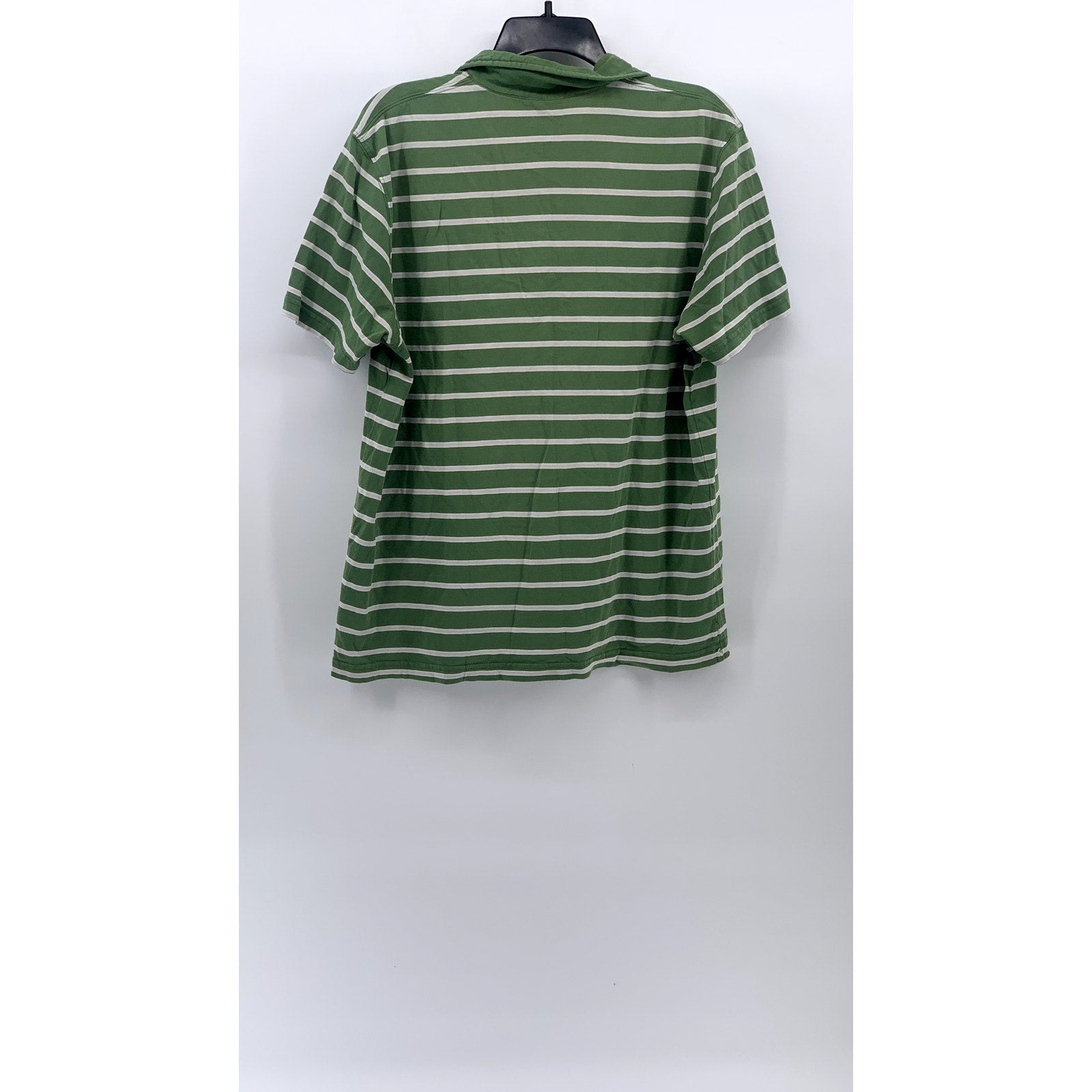 HOLLISTER CO. Men's Green-White Striped Regular-Fit Casual Short Sleeve Polo SZM