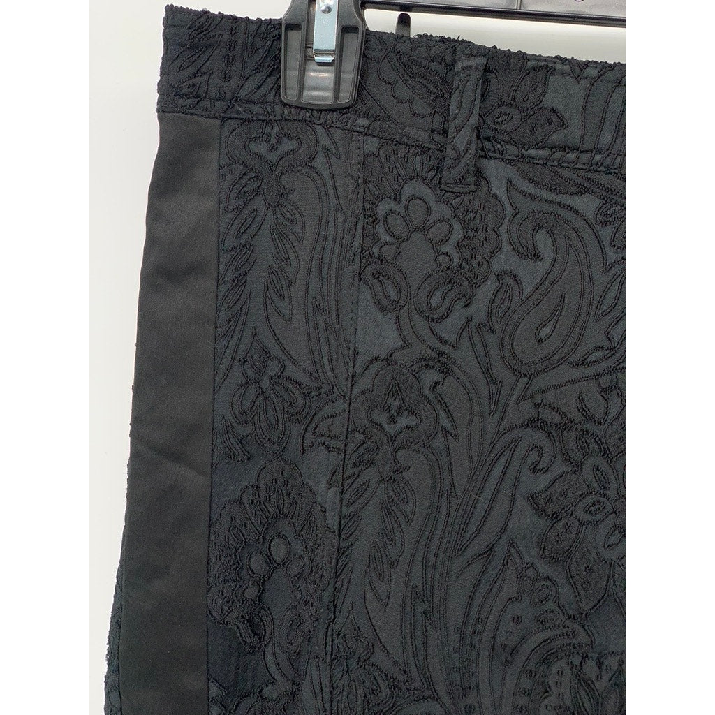 FAITH CONNEXION Women’s Black Textured Brocade Zipper-Hem High-Rise Pant SZ 4