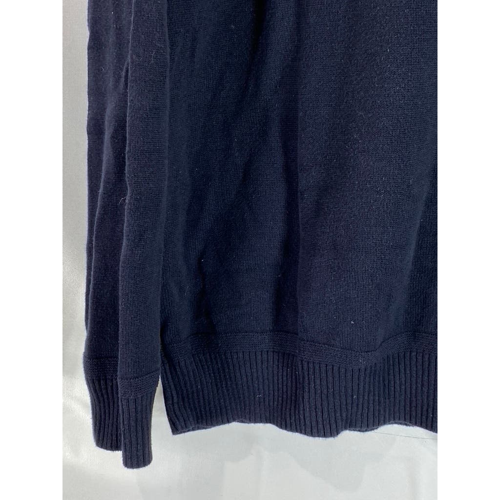 AMERICAN EAGLE Men's Navy/Grey Large Stripe Classic-Fit Pullover Sweater SZ L