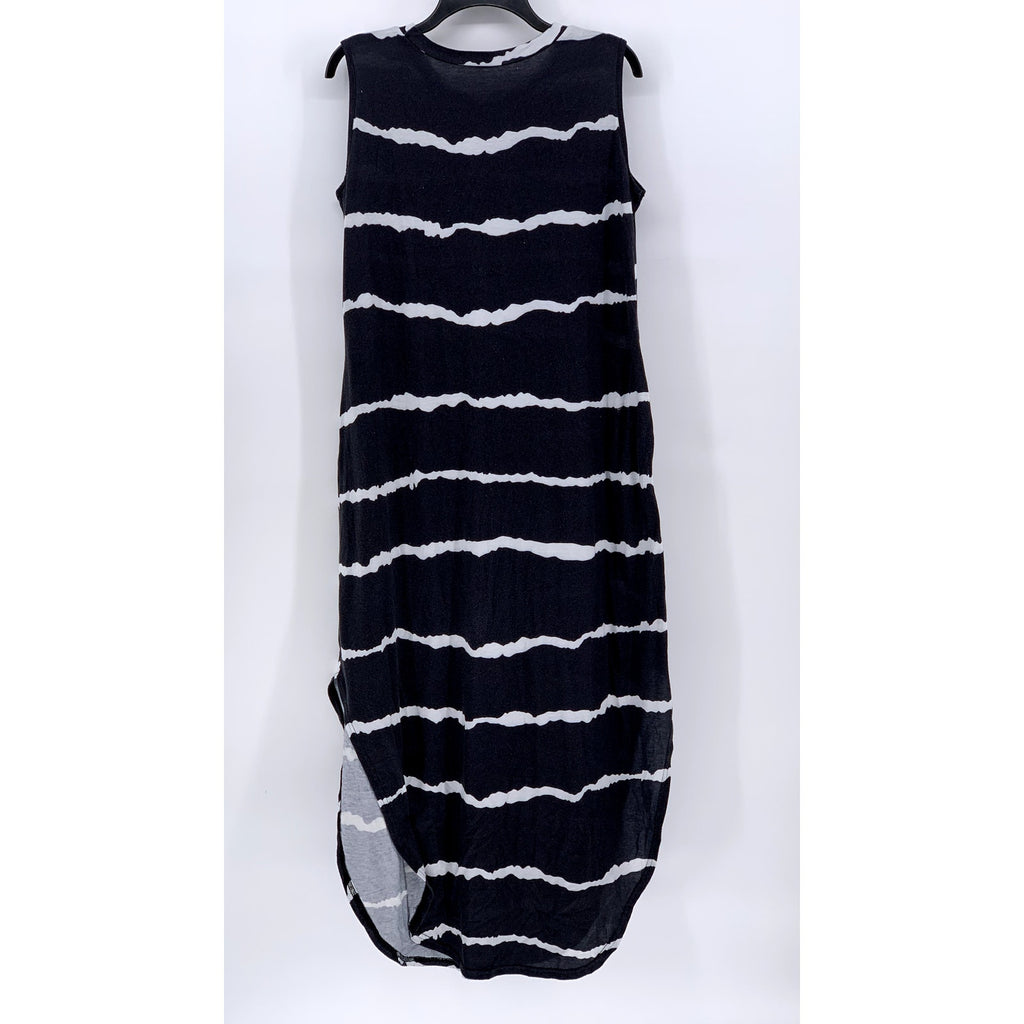 ANRABESS Women's Washed Black Striped Sleeveless Maxi Dress SZ L