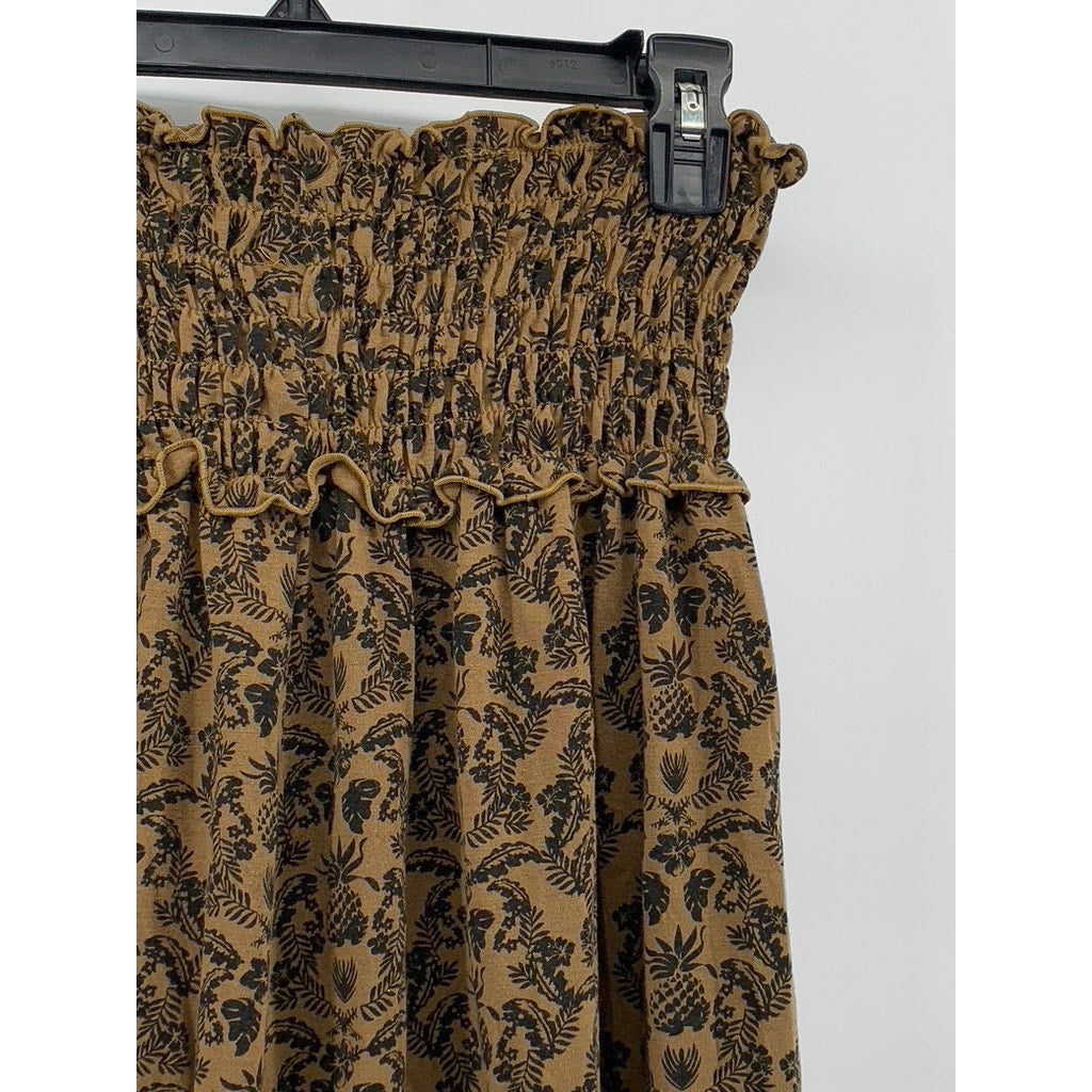DEUX AILES Women's Print Smocked Strapless A-Line Mini Dress SZ M