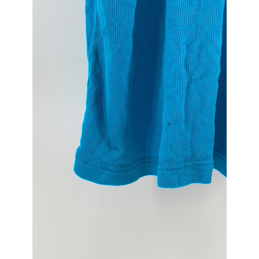 UNBRANDED Women's Blue Ribbed Crewneck Casual Tank Top SZ S