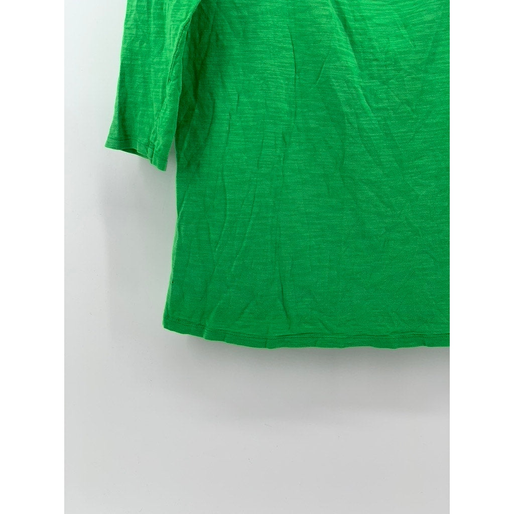 OLD NAVY Women's Dark Green Boatneck 3-4 Sleeve Slub Casual Top SZ S