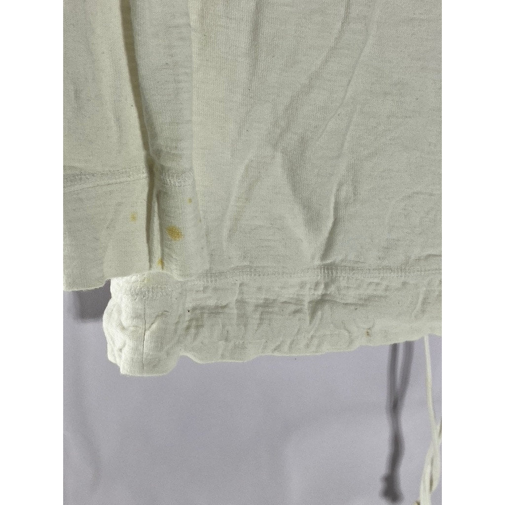 TOMMY BAHAMA Women's White Solid Quarter-Zip Hooded Drawstring Hem Sweater SZ M