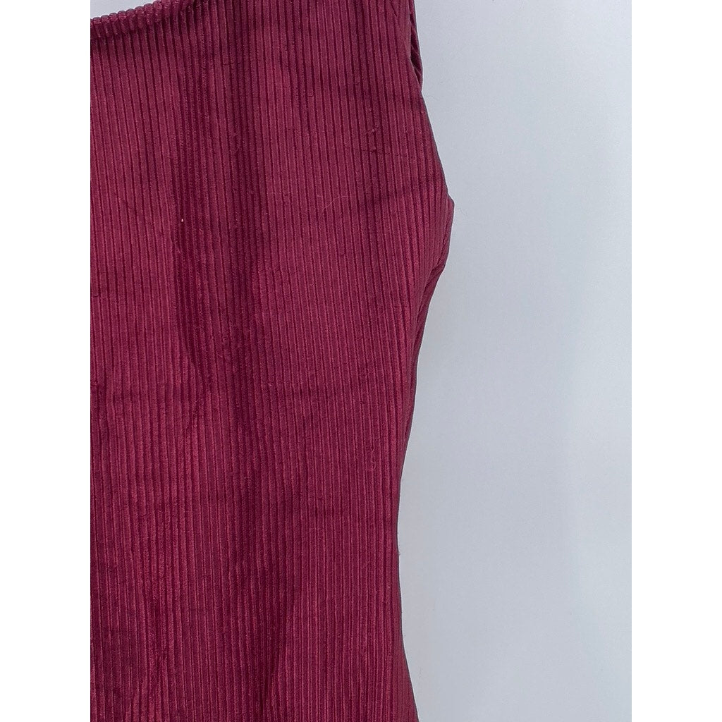 WHITE STAGS Women's Vintage Burgundy Ribbed Scoop-Neck Ribbed Swimsuit SZ 10