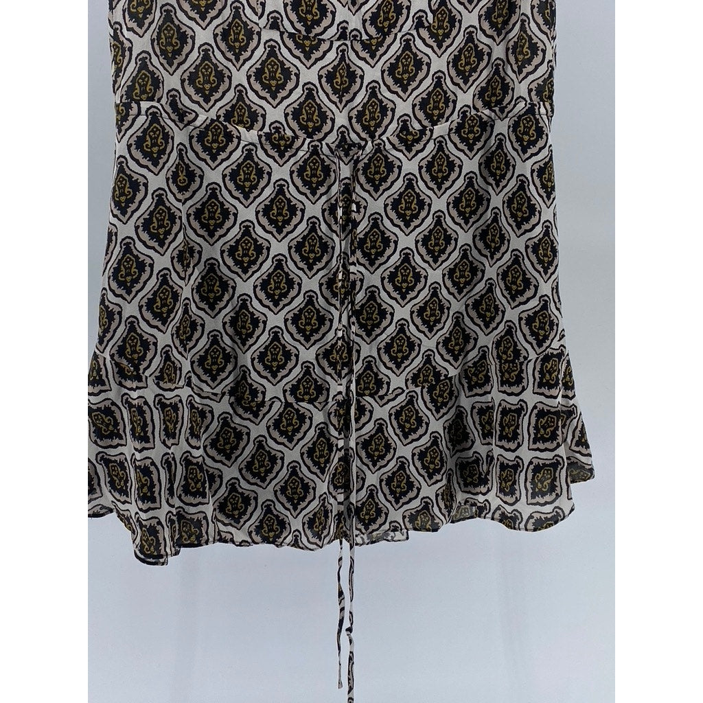 A.L.C Women’s Cream Printed Calder Sleeveless Tie-Waist Mini A-line Dress SZ 8