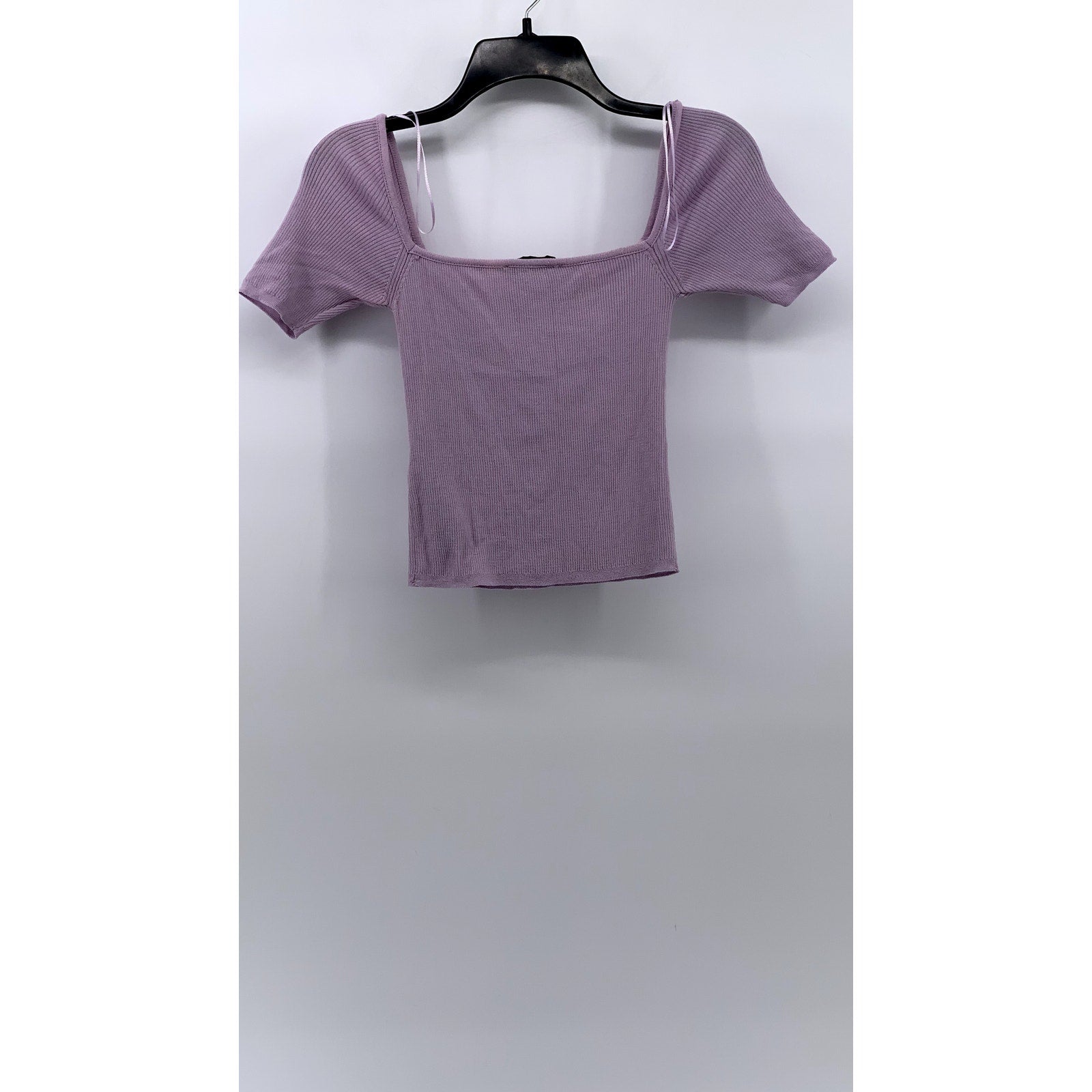 ZARA KNIT Women's Lilac Ribbed Crop Top SZ S