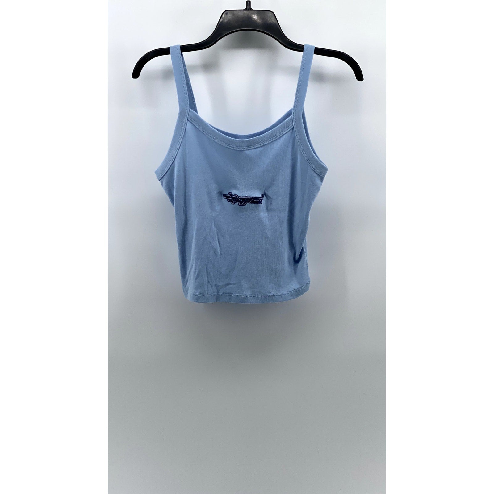 BELLA + CANVAS Women's Light Blue Embroidered Logo Stretch-Fit Cropped Tank SZ S