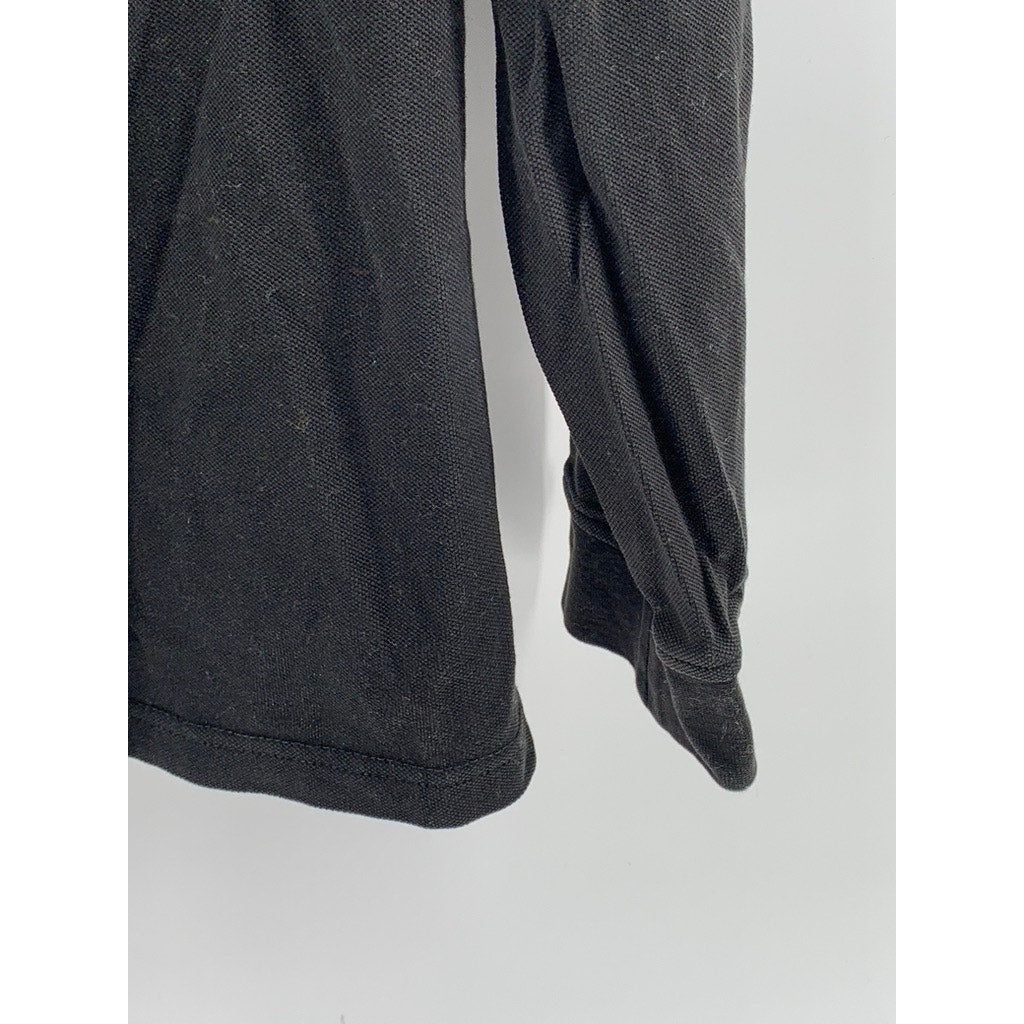 SUN68 Men's Black Textured Casual Long Sleeve Polo Shirt SZ L