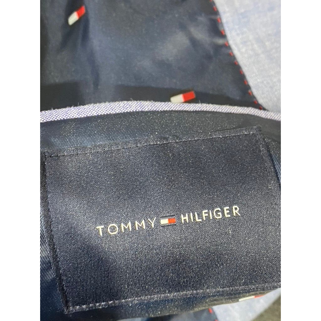 TOMMY HILFIGER Men's Blue Chambray Two-Button Blazer SZ 38R