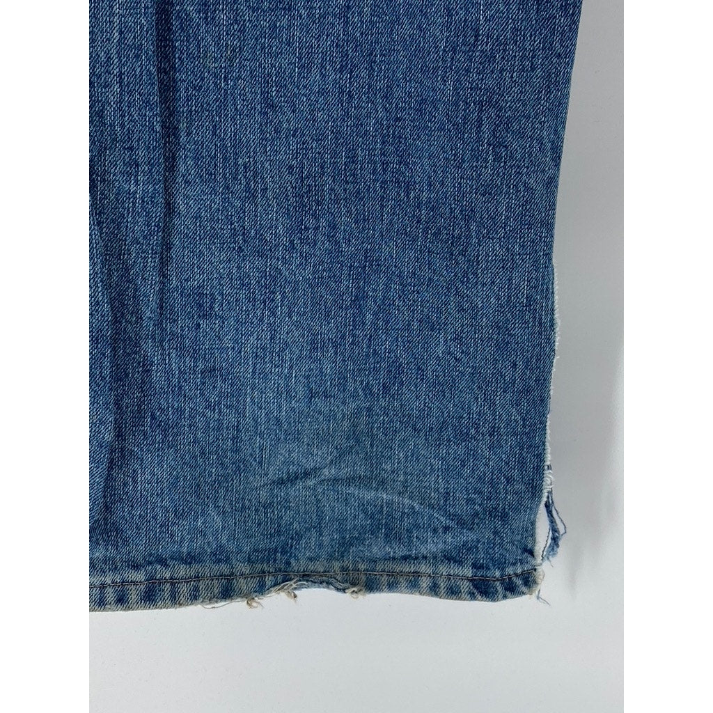 WRANGLER Men's Medium Blue Denim Straight-Leg Five Pocket Jeans SZ 36X32