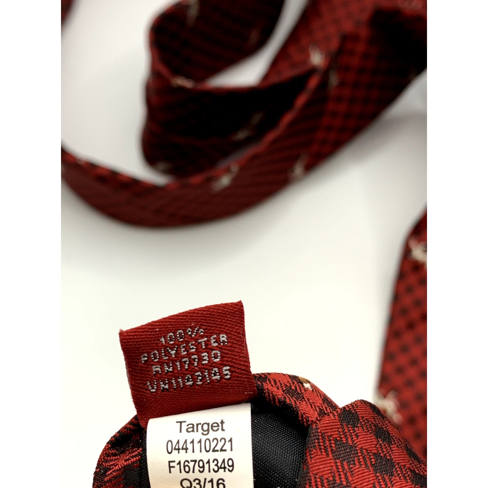 MERONA Men's Red Embroidered Dog Gingham Print Tie