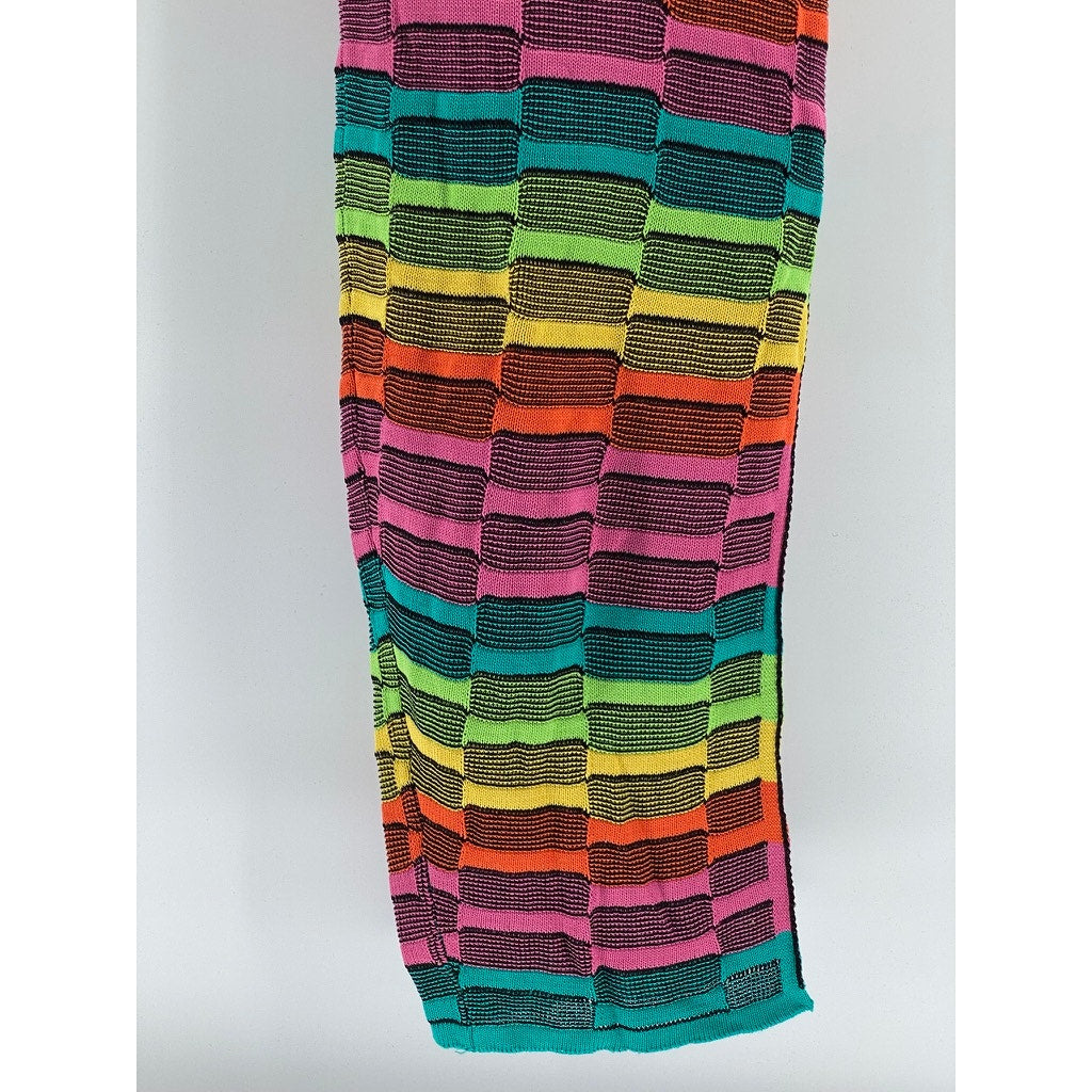 FASHION NOVA Women’s Multicolor Knit Scoop-Neck Side-Slit Maxi Halter Dress SZ S