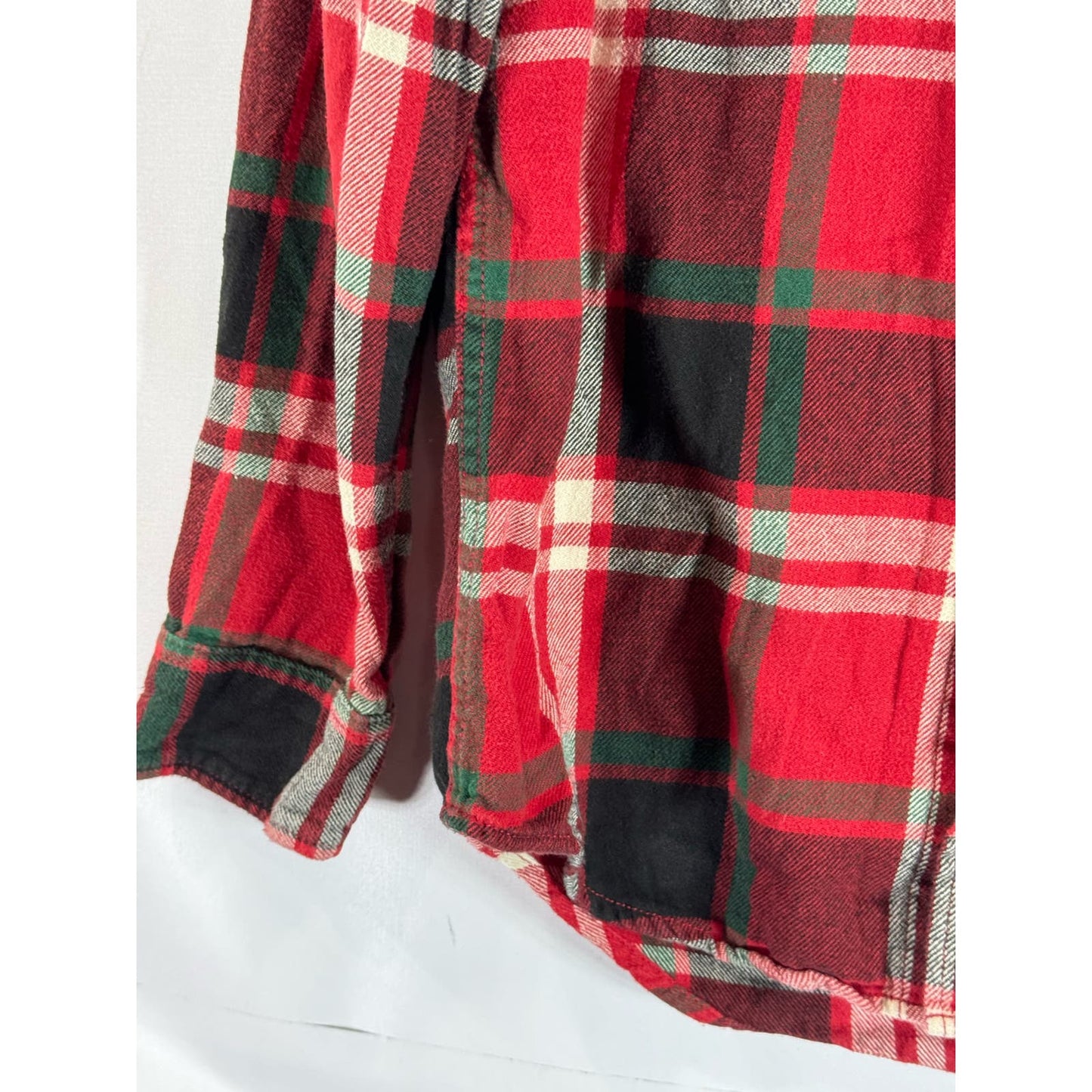 AMERICAN EAGLE OUTFITTERS Men's Red Plaid Athletic-Fit Button-Up Shirt SZ S