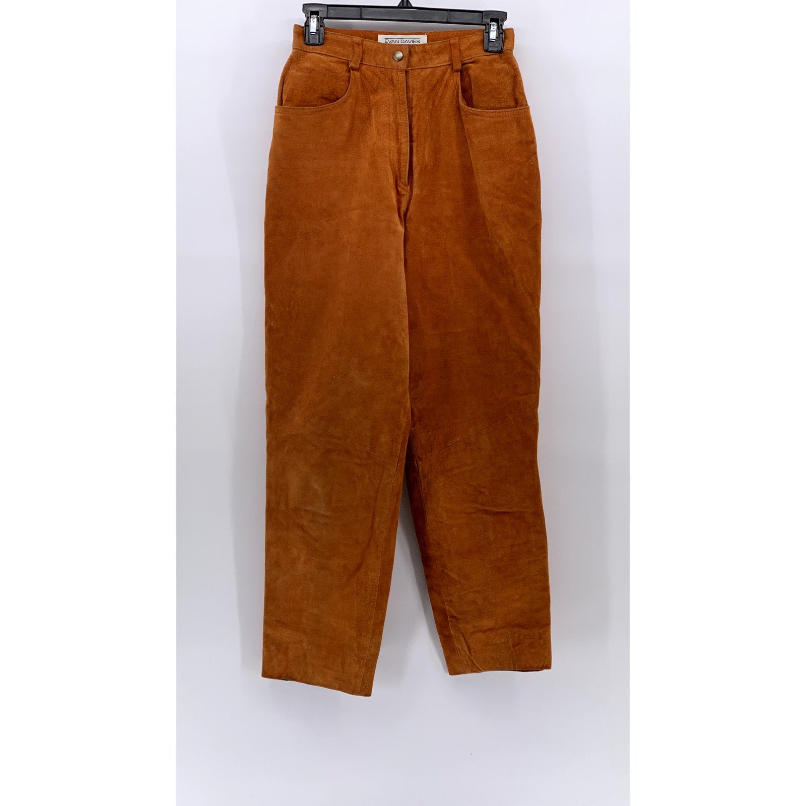 EVAN DAVIES Women’s Vintage Orange Leather High-Rise Straight Leg Pant SZ L