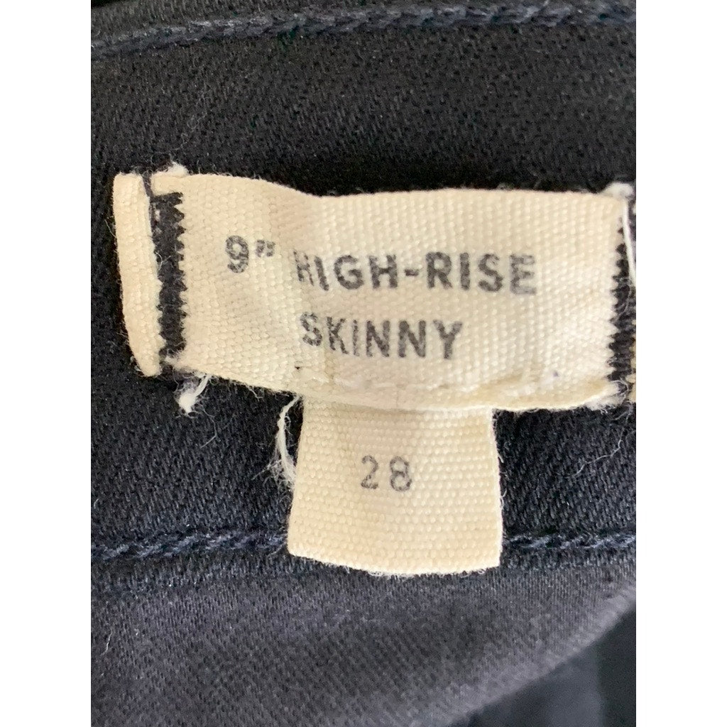 J. CREW Women's Black Solid 9" High-Rise Skinny Five-Pocket Denim Jean SZ 28
