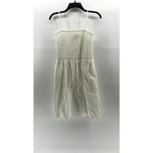 THE DROP Women's White Smocked Spaghetti Strap Fit & Flare Mini Dress SZ S