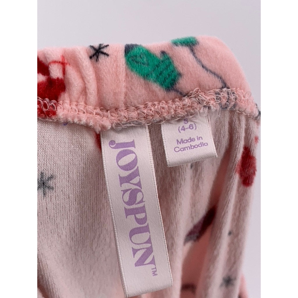 JOYSPUN Women's Pink Christmas Print Fleece Pajama Pants SZ S